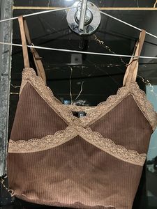 Brown Lace Trim Cami