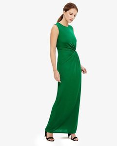 Emerald Green Maxi Dress with Gold Detail