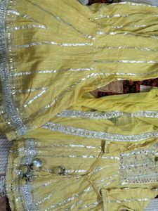 Yellow Embroidered Frock Gharara