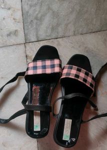 Black And Pink Flat Sandal