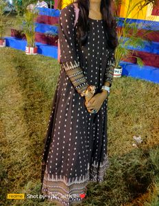 Brown Anarkali With Scrunchy