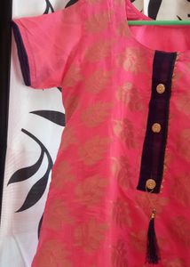 Pink &amp; Navy Kurta Set