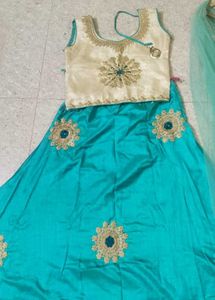 Elegant Blue Lehenga with Cream Top