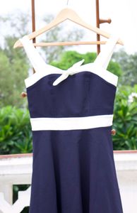 Navy &amp; White Fit &amp; Flare Dress