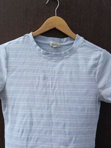 Ribbed Cotton Blue Top