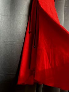 Red A-Line Dress with Lace-Up Sides