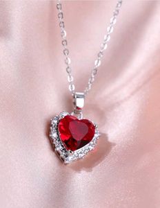 Elegant Red Crystal Heart Necklace