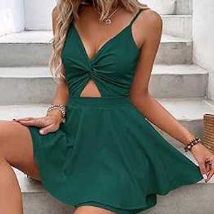 Green Twist-Front Mini Dress