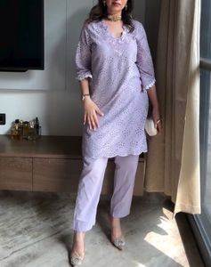 Lavender Embroidered Kurta