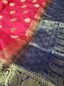 Red Saree With Crep Silk Material