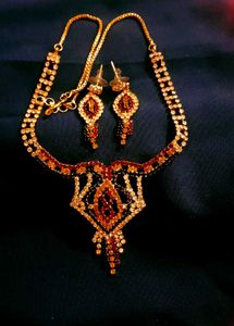 Diamond Necklace In Multi Color With Earning. ..