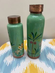 Two Copper bottles With Printed Design 1L &amp; 500ml