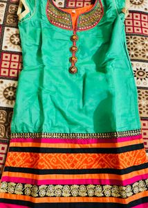 Beautiful Green&amp;orange patiayala salwar suits