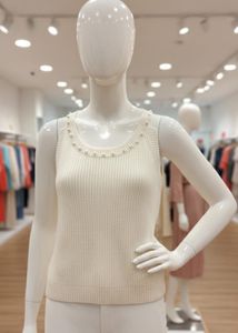 Cream Knit Sleeveless Top