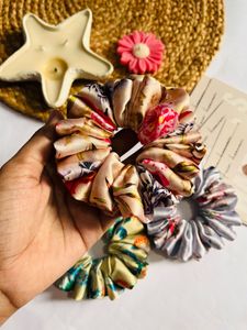 Printed Satin Scrunchies