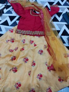 Yellow Party Wear Lehenga Top For Girls