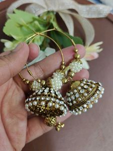 Stone And Pearl Jhumkis