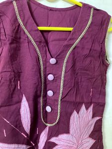 Maroon Floral Kurti
