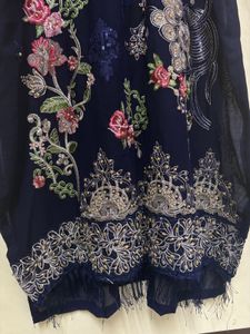 Pakistani Navy Blue Chiffon Set heavy embroid