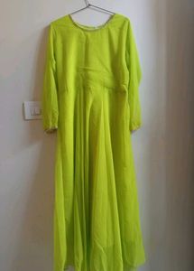 Lime Green Ethnic Gown with dupatta