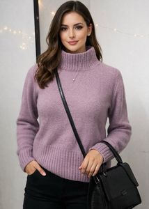 Purple High Neck Sweater