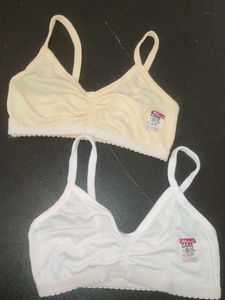Simple Cotton Bras - White &amp; Cream - Size 30/75