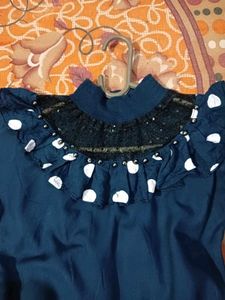 Cute Polka Dot Dress with net neck