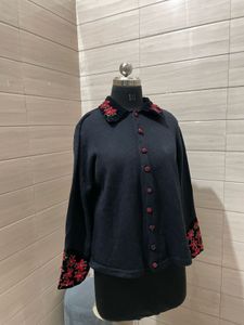 Vintage Pintresty Embroidered Black Cardigan