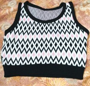 Retro Diamond Knit Crop Top