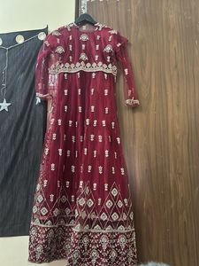 Elegant Maroon Embroidered Anarkali