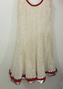 White &amp; Red Trim Dress