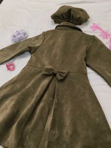 Cute Olive Green Dress &amp; Beret Set.