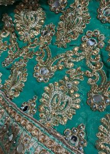 Elegant Green &amp; Gold Embroidered Saree