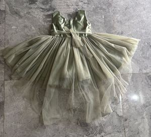 Enchanting Sage Green Tulle Party Dress for Girls