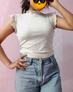 Zara Off White Crop Top