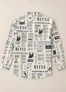 Men’s Black &amp; White Graphic Printed Shirt