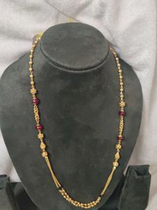 Elegant Gold &amp; Ruby Beaded Chain