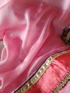 Elegant Pink &amp; Gold Saree