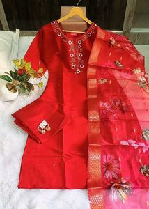 Gorgeous Maroon Ethnic 3 Piece Suit Set