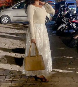 Sparkling White Ethnic Skirt
