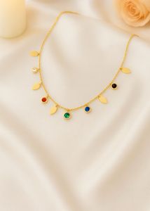 Rainbow Charm Leaf Necklace