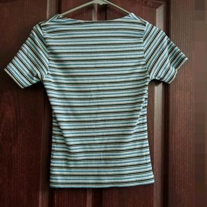 GINGER Blue Stripes Crop Top