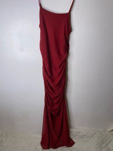 Sexy Marhoon Side Slit Dress