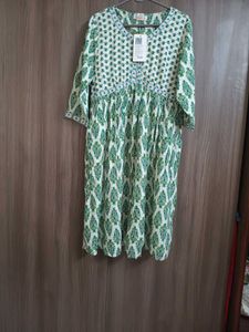Green Print Midi Dress