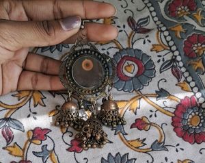 Brown Oxidised Jhumka earrings