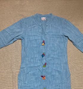 Blue Button Down Kurta