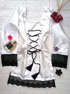 Corset Back Satin Kurti 🖤