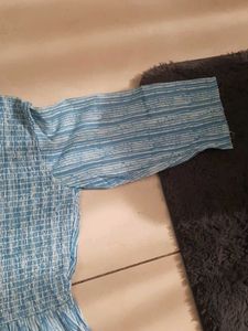 Blue &amp; White Dress with Shrug Brand New Fix Rate