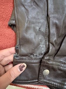 Brown Faux Leather Shirt Jacket