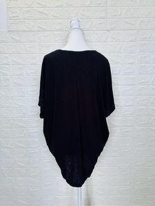 Black Half Sleeves Batwing Thick Top Wear